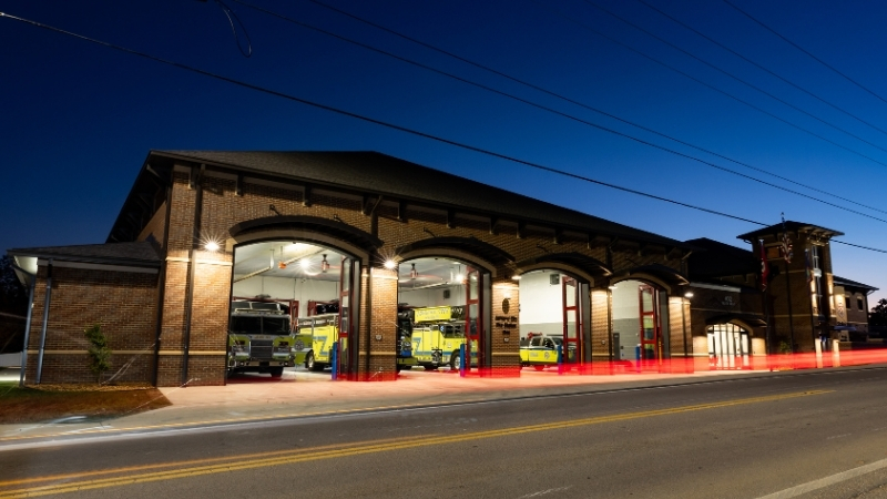 Ashland City Fire Station Exterior at Night