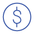 dollar sign with circle around it icon